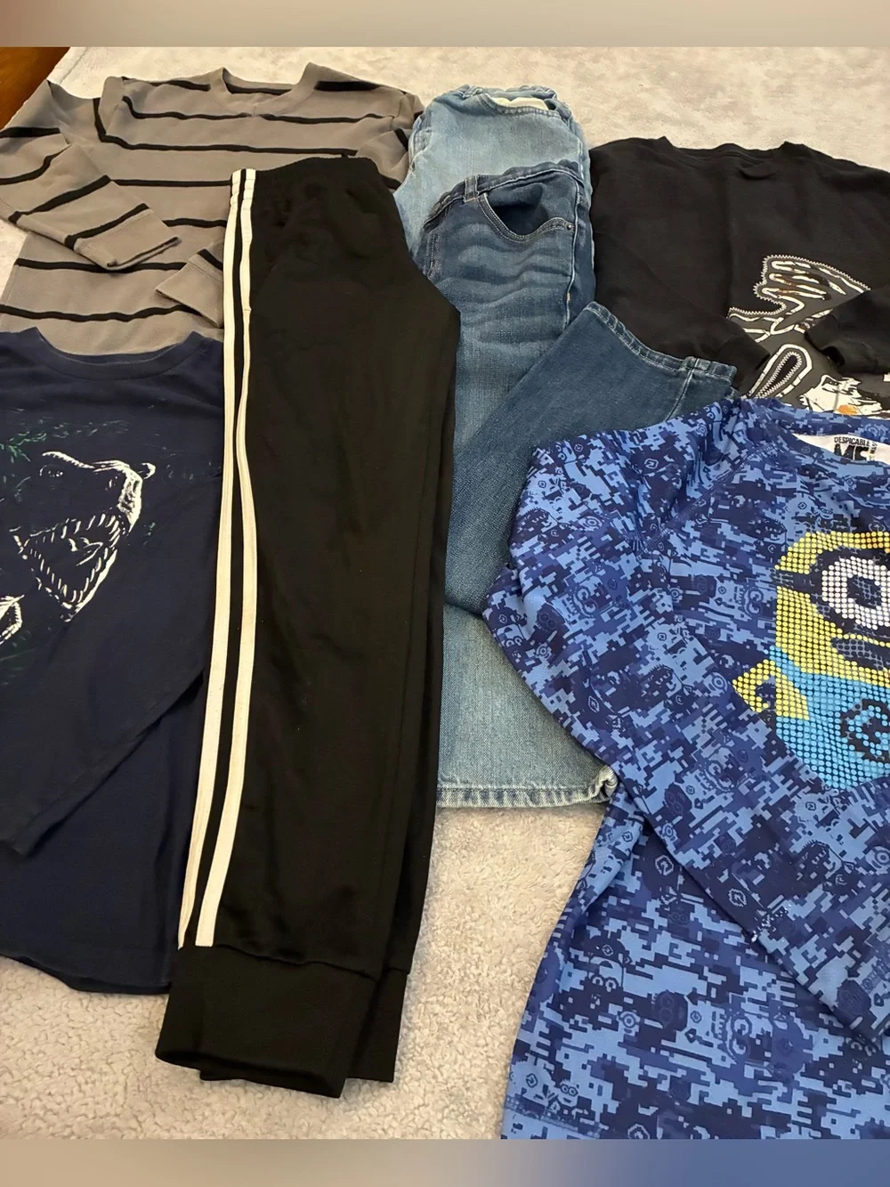 Kids Boys Bundle 7 Piece - 3 Pants 4 Long Sleeve Shirts Size 10/12